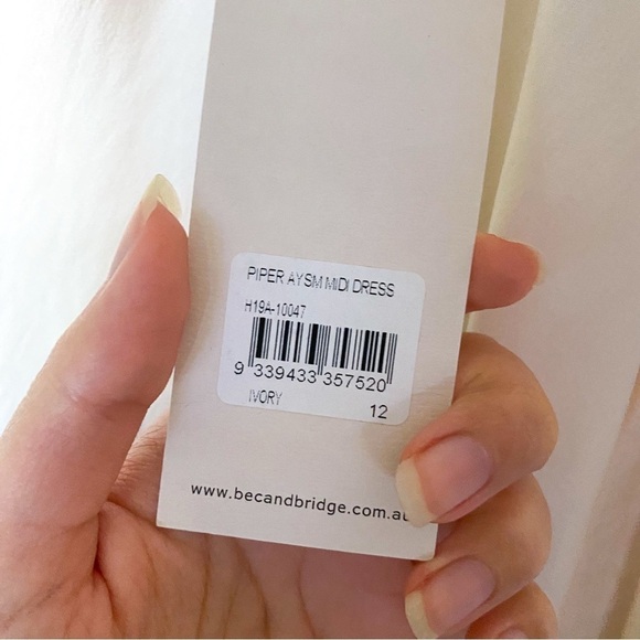 Bec + Bridge Dress Piper Asymmetrical Satin Midi Wedding Rehearsal Ivory 8 NWT - Picture 7 of 16